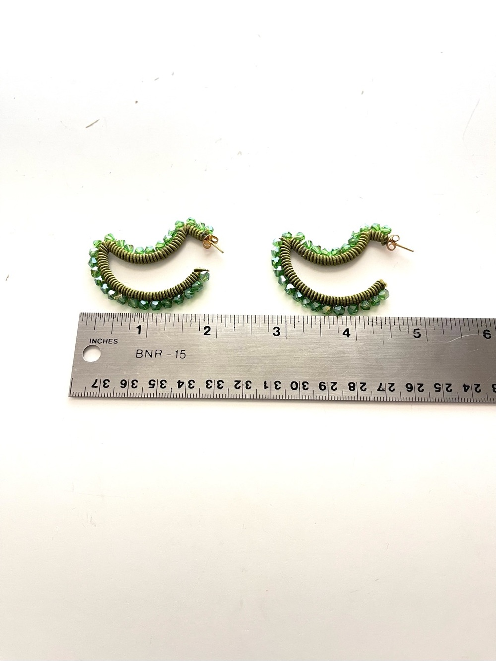 New Anthropologie Green Beaded Stone Earrings - Picture 5 of 5